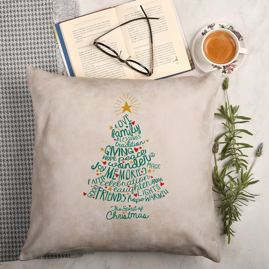 The Spirit of Christmas - Premium Μαξιλάρι Με Γέμιση Μπεζ Ανοιχτό Δερματίνη