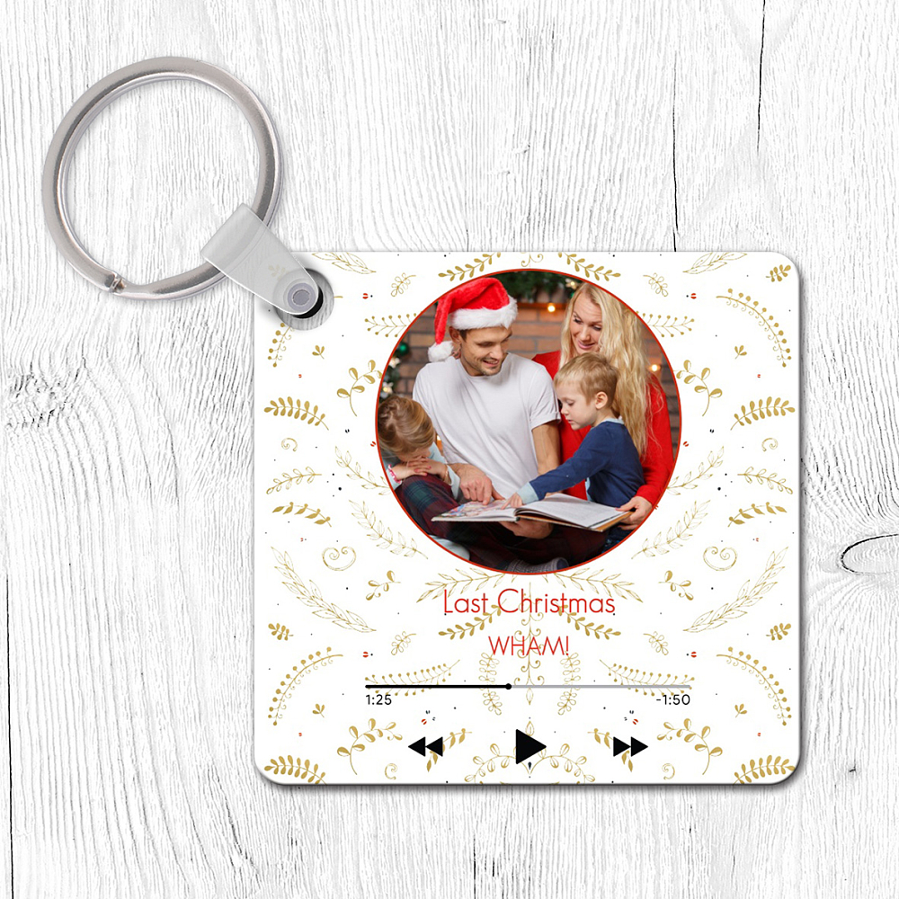 Gold Xmas Pattern - Μπρελόκ MyMusicCode