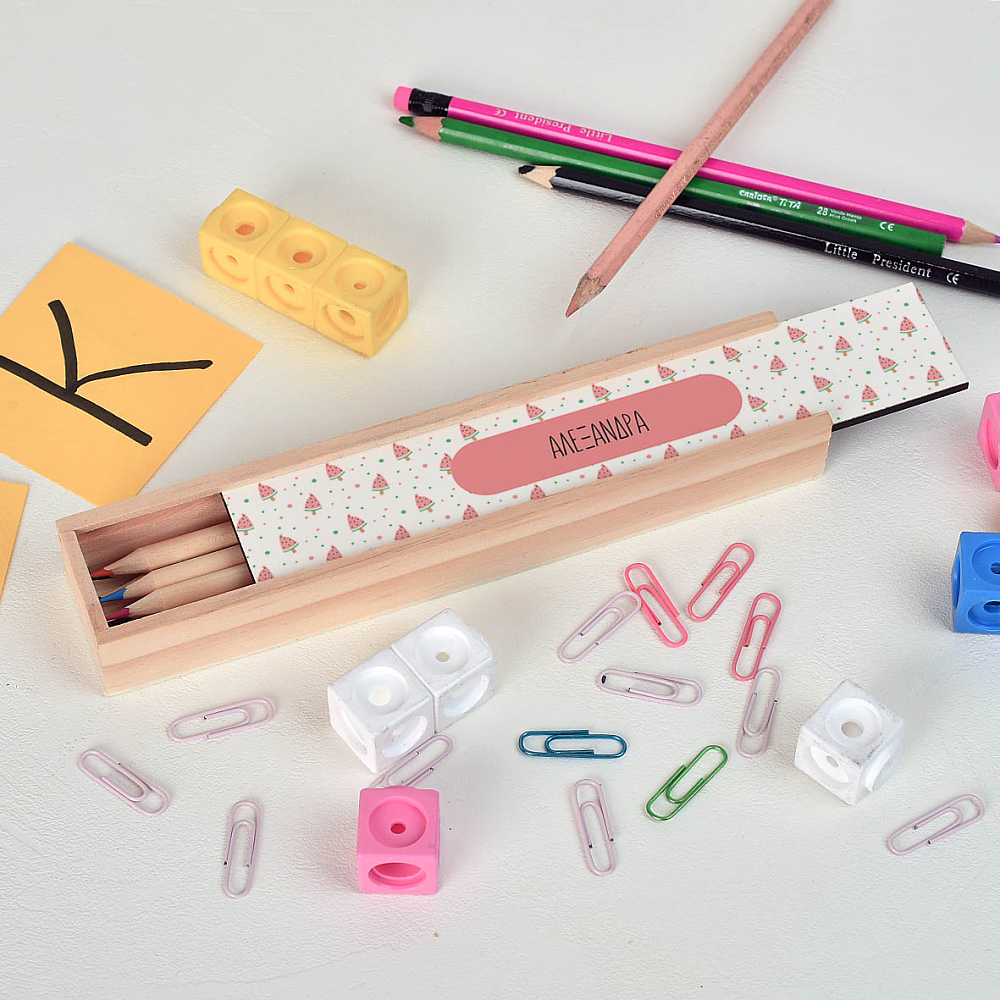 Watermelon - Κασετίνα Ξύλινη με Ξυλομπογιές