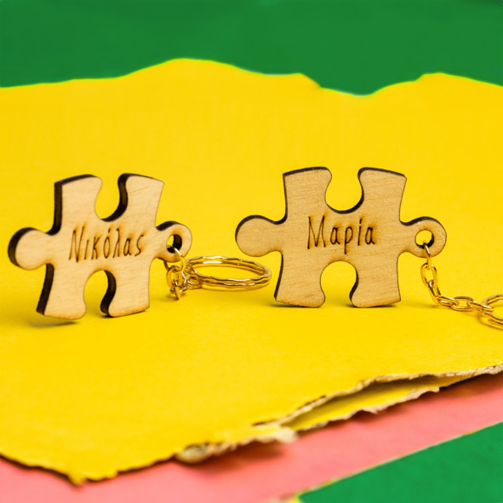 Double Puzzle Μπρελόκ - Διπλή Λαμπάδα Από Μελισσοκέρι