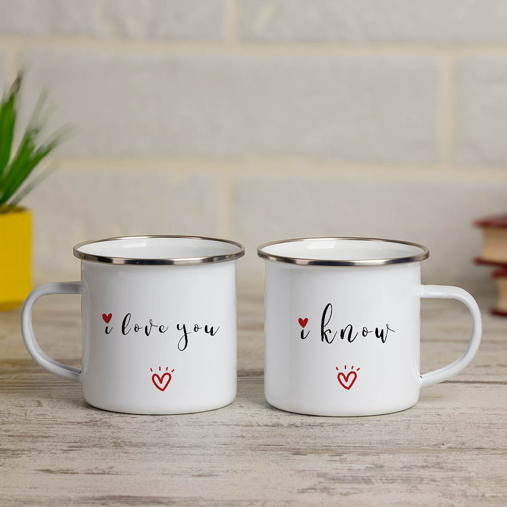 I love you .... I know  - Κούπες Vintage Eμαγιέ