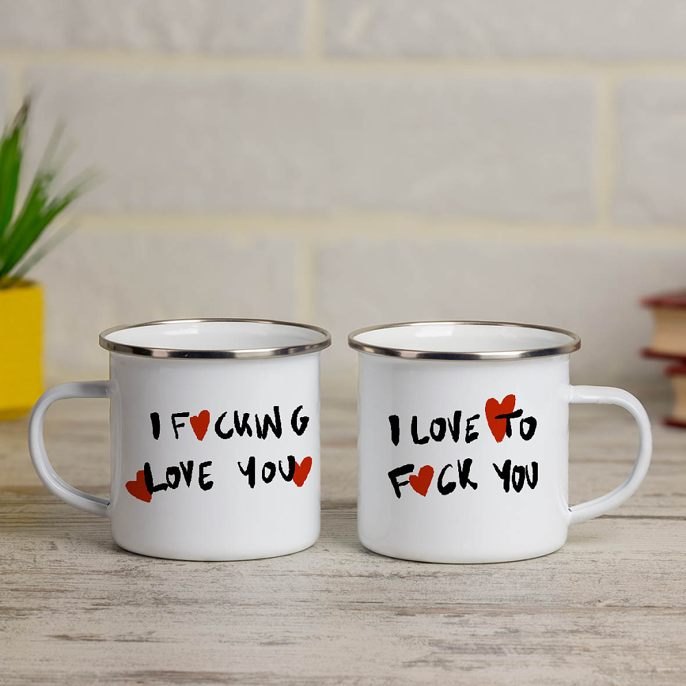 F@cking Love You - Κούπες Vintage Eμαγιέ
