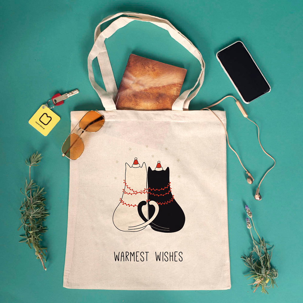 Xmas Cats Couple - Πάνινη Τσάντα