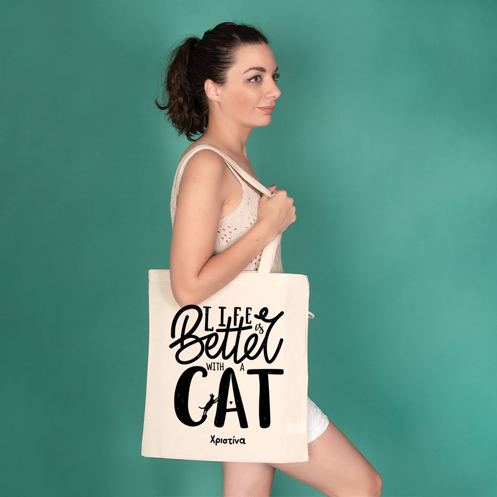 Better With A Cat - Πάνινη Τσάντα