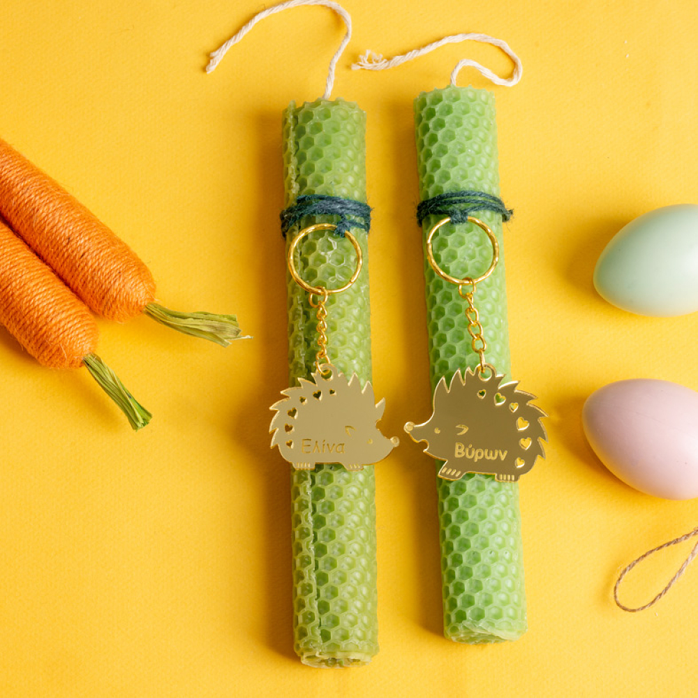 Σκατζοχοιράκια Plexi Glass - Διπλή Λαμπάδα Από Μελισσοκέρι