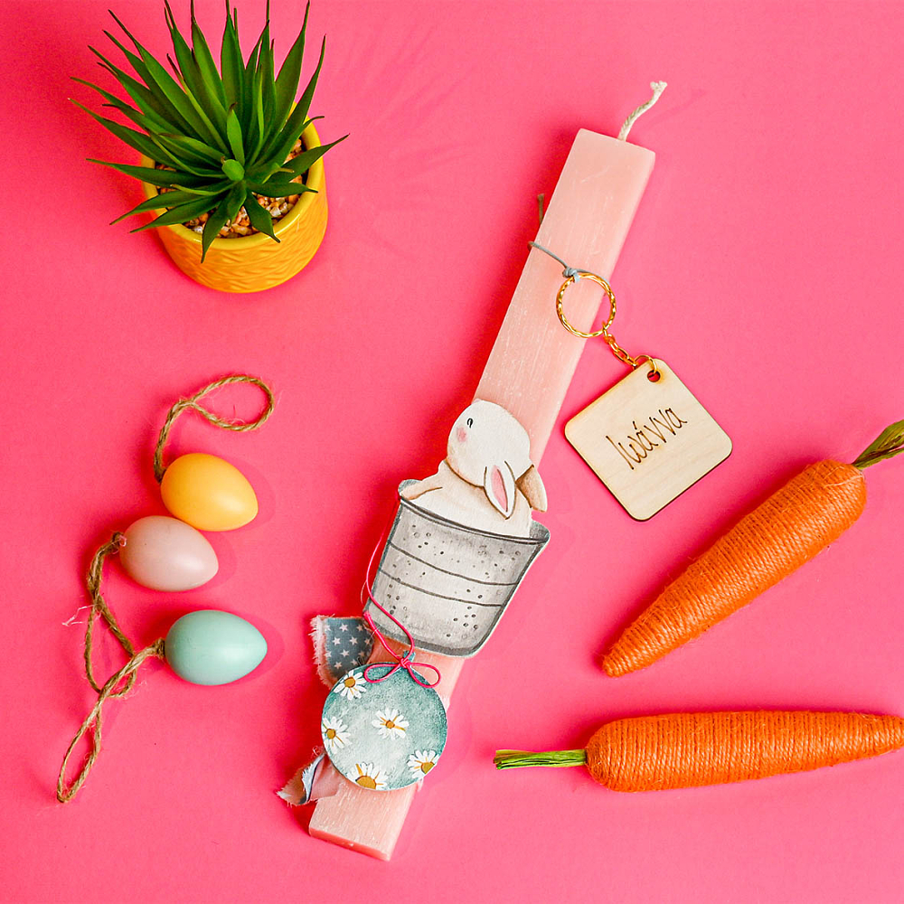 Λαγουδάκι - Λαμπάδα  Χειροποίητη