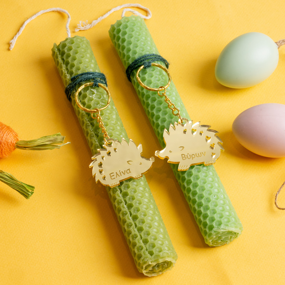 Σκατζοχοιράκια Plexi Glass - Διπλή Λαμπάδα Από Μελισσοκέρι