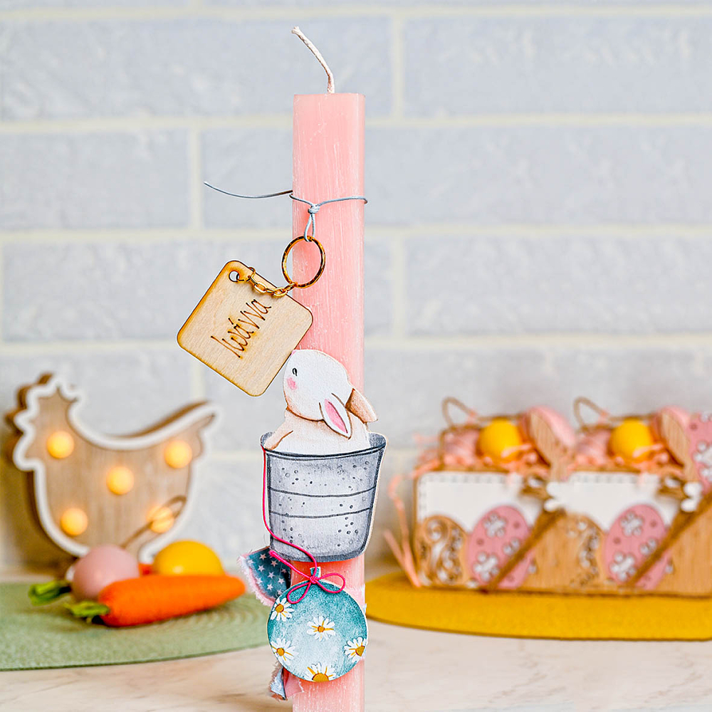 Λαγουδάκι - Λαμπάδα  Χειροποίητη