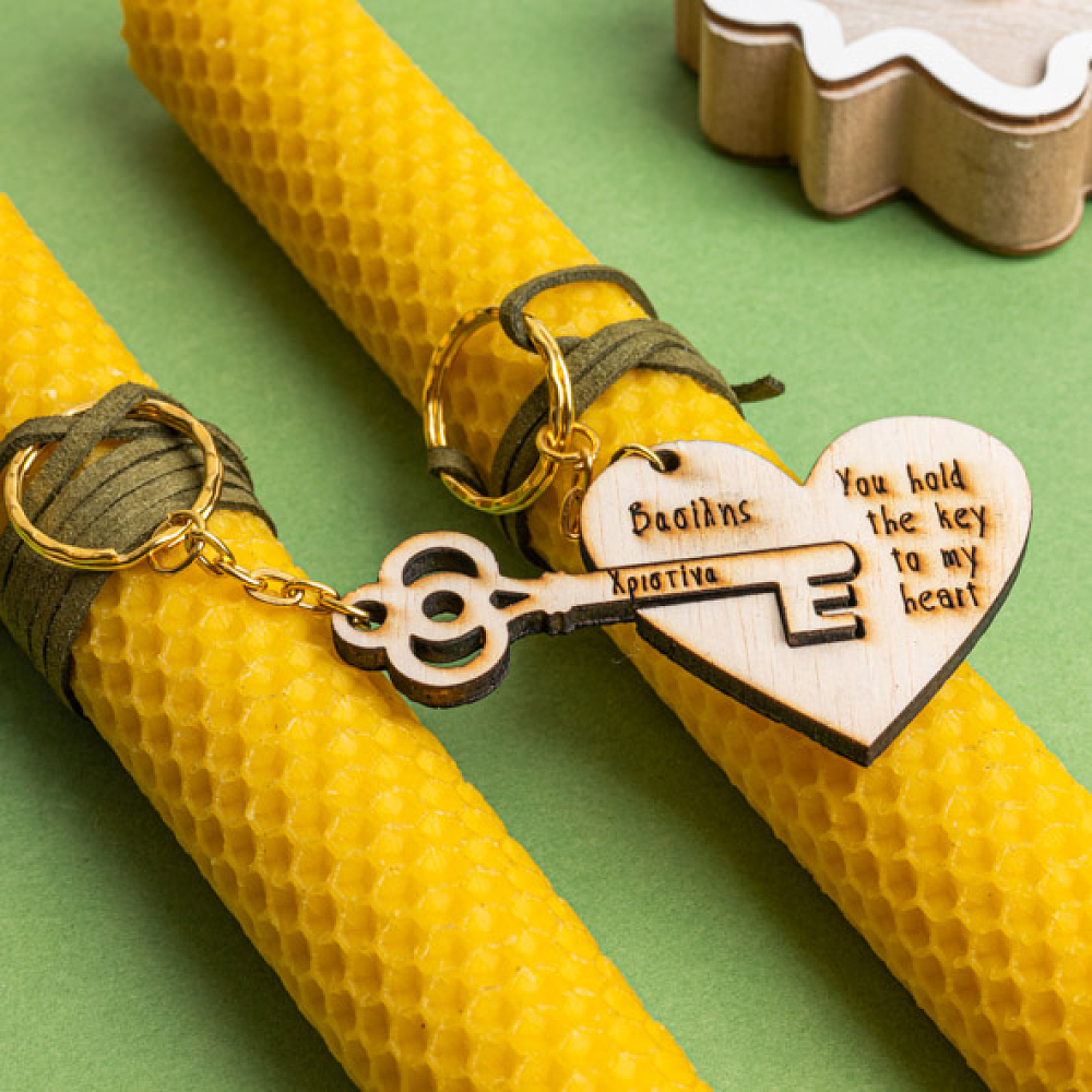 Key To My Heart - Διπλή Λαμπάδα Από Μελισσοκέρι