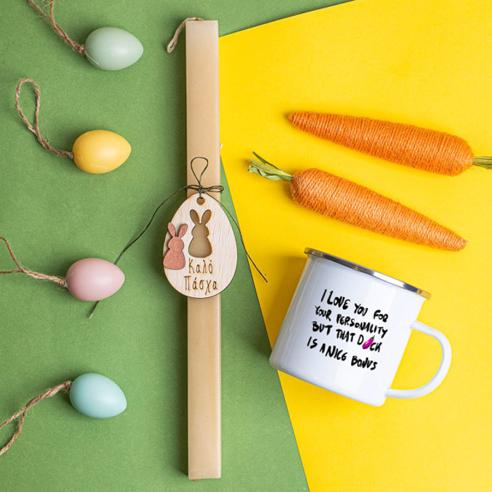 I Love you For... - Λαμπάδα Με Κούπα Vintage Εμαγιέ