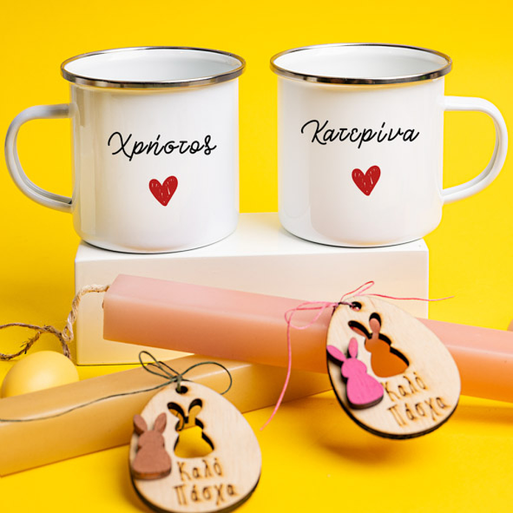 Ονόματα - Λαμπάδες Με Κούπες Vintage Εμαγιέ