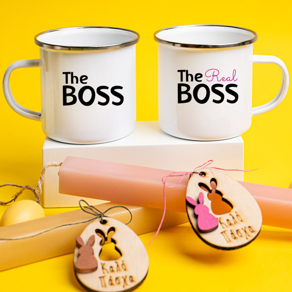 The Boss & The Real Boss - Λαμπάδες Με Κούπες Vintage Εμαγιέ