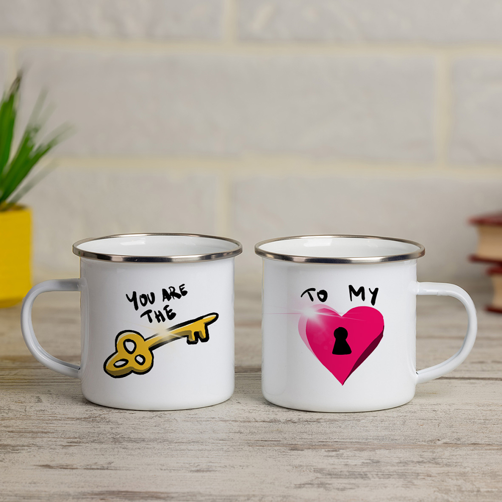 Key to my heart - Κούπες Vintage Eμαγιέ