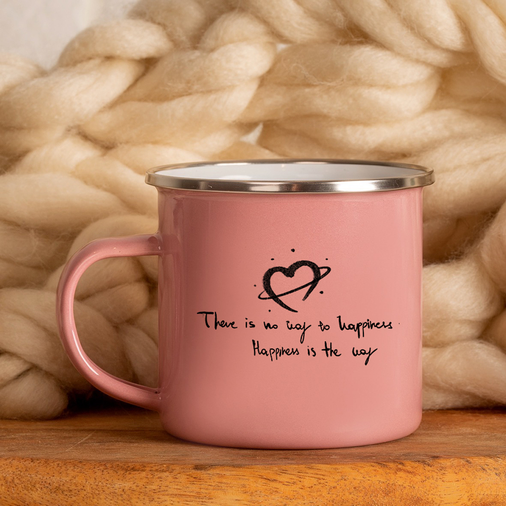 Happiness - Κούπα Vintage Eμαγιέ