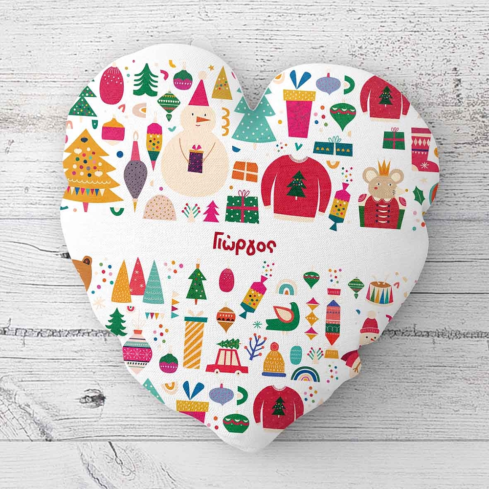 Blue Xmas Pattern - Μαξιλάρι Με Γέμιση