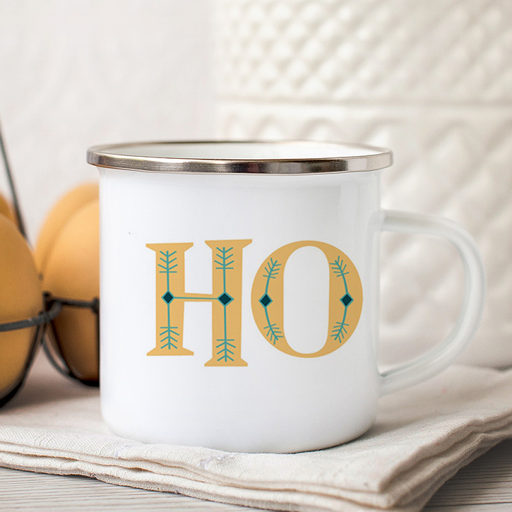 HO HO HO -  Κούπα Vintage Eμαγιέ