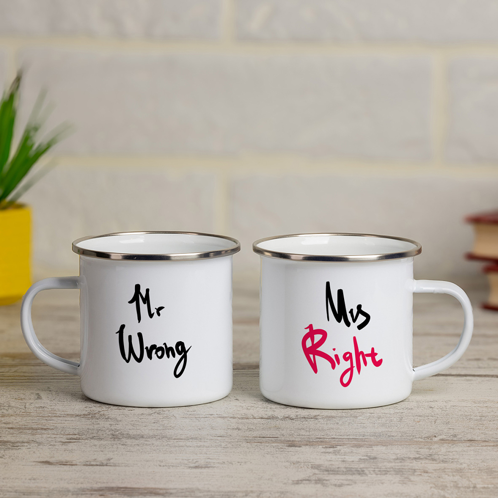 Mr Wrong & Mrs Right - Κούπα Vintage Eμαγιέ