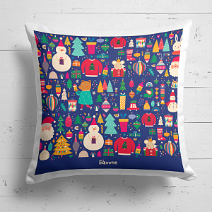 Blue Xmas Pattern - Μαξιλάρι Με Γέμιση