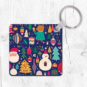 Blue Xmas Pattern - Μπρελόκ