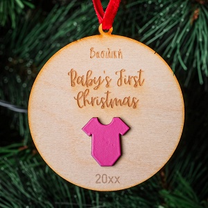 Baby's First Christmass suit - Ξύλινο Στολίδι