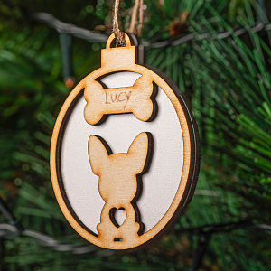 Σκύλος Πάνω Αυτιά - Ξύλινο Στολίδι