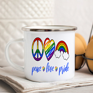 Peace Love Pride - Κούπα Vintage Eμαγιέ