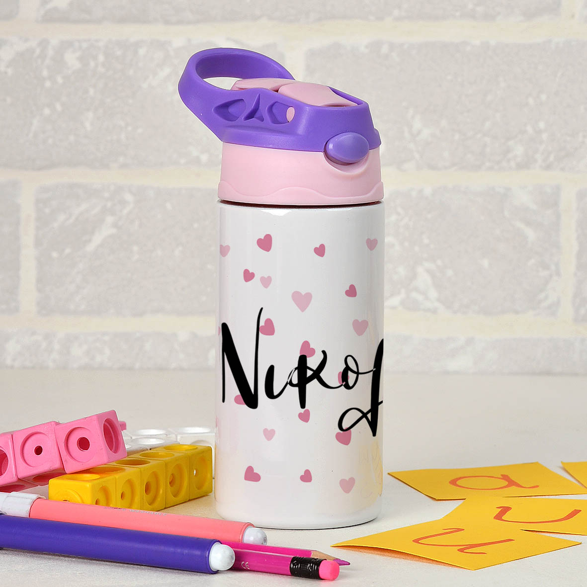 Ροζ Καρδιές - Παγούρι Θερμός