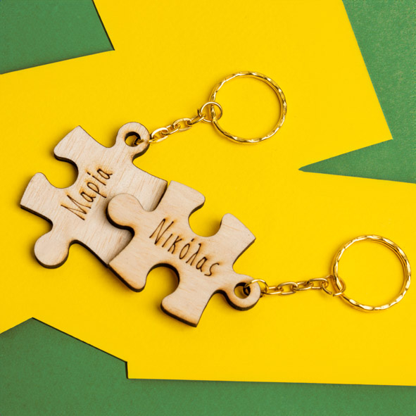 Double Puzzle Μπρελόκ - Διπλή Λαμπάδα Από Μελισσοκέρι