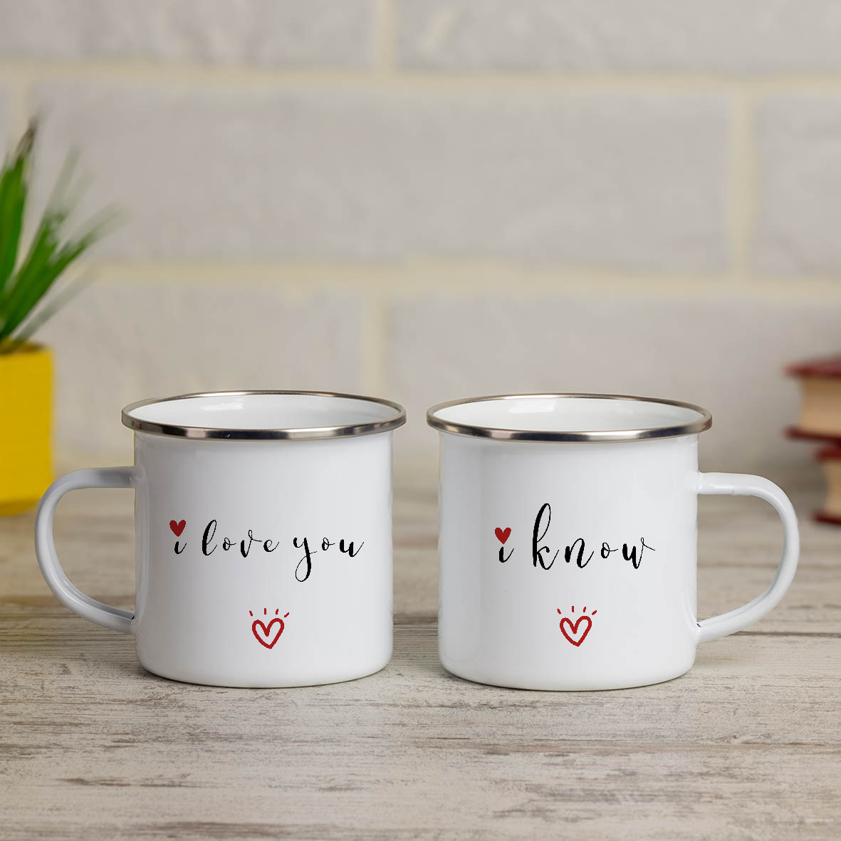 I love you .... I know  - Κούπες Vintage Eμαγιέ