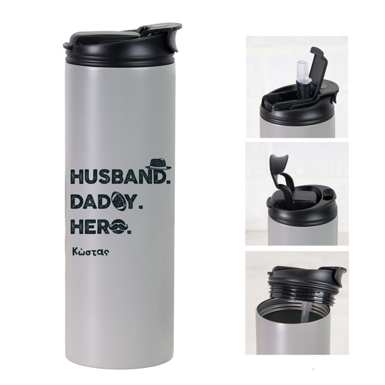 Husband, Daddy, Hero - Sports Gym Θερμός 600 ml
