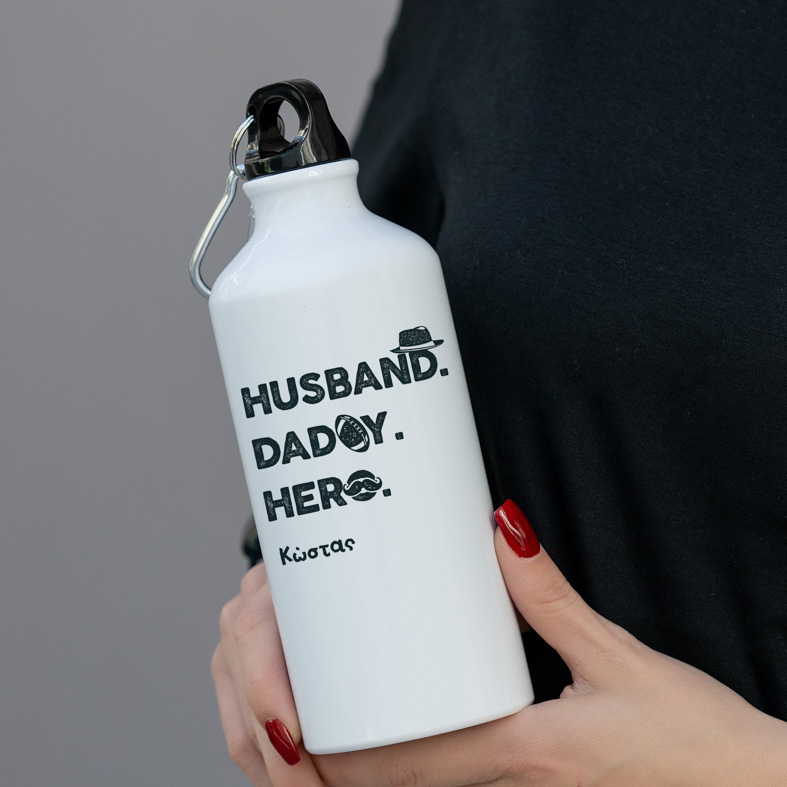 Husband, Daddy, Hero - Ποδηλατικό Μπουκάλι 600 ml