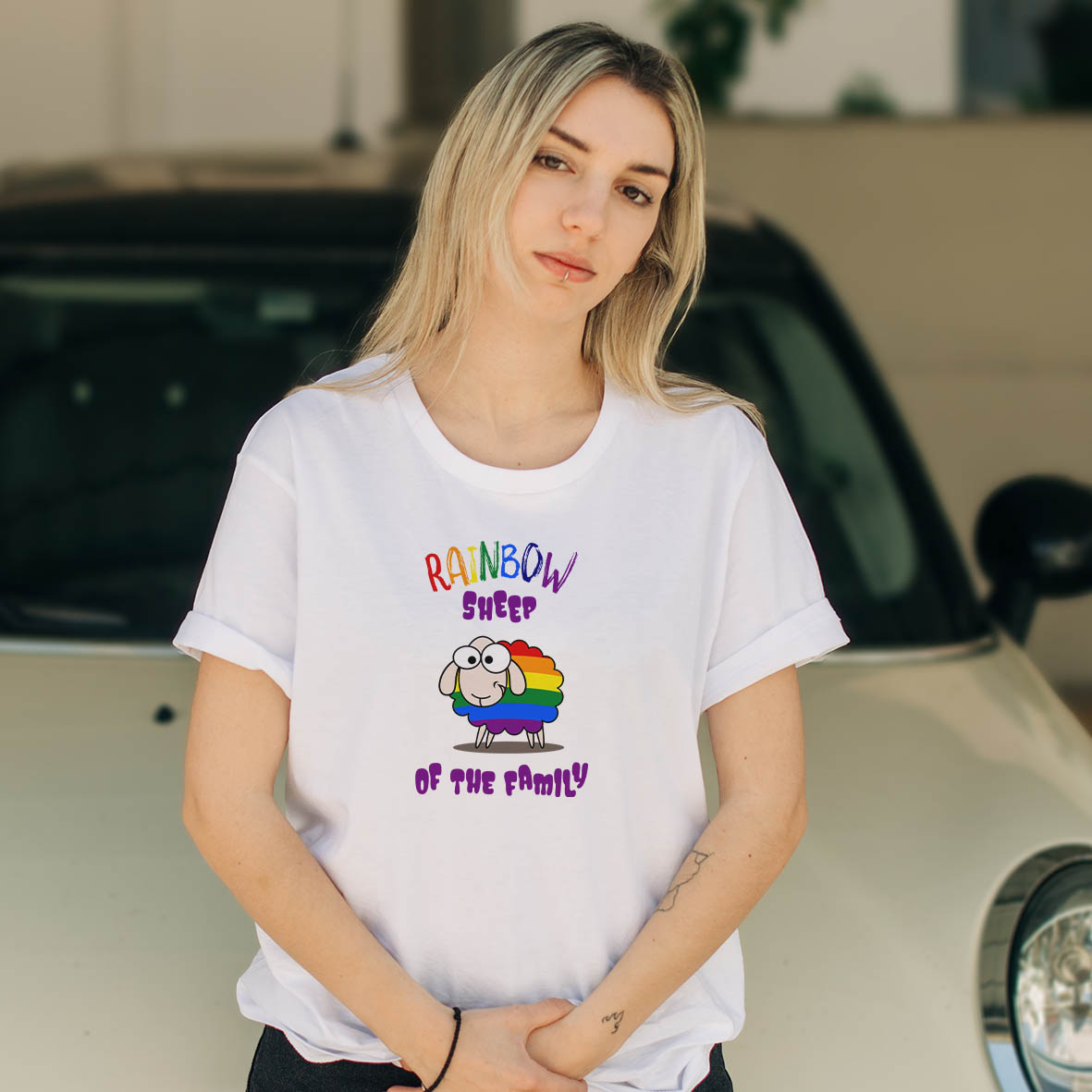 Rainbow Sheep   - Organic Vegan T-Shirt Unisex