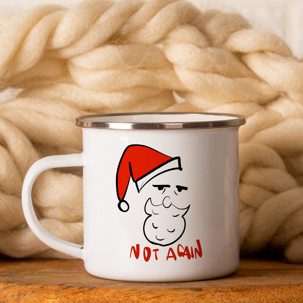 Not again xmas -  Κούπα Vintage Eμαγιέ