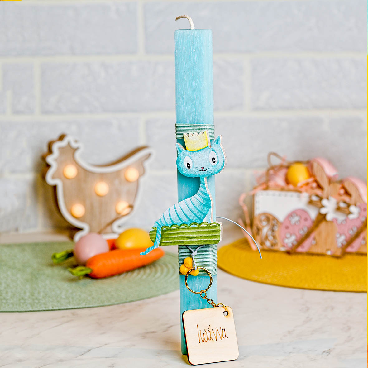 Γατούλα - Λαμπάδα  Χειροποίητη