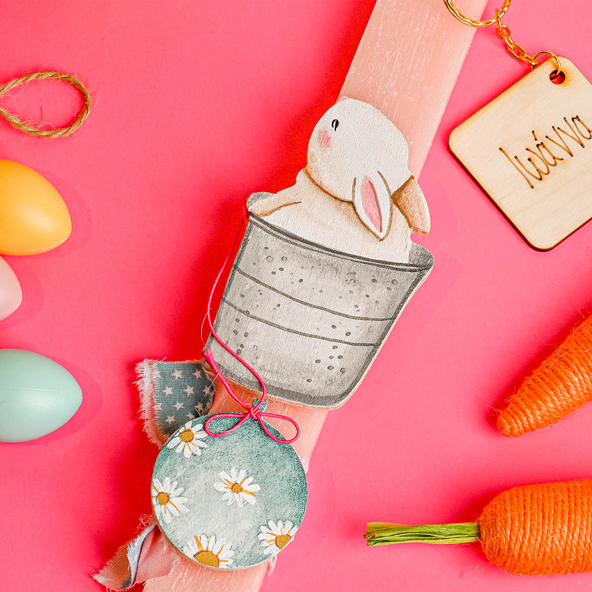 Λαγουδάκι - Λαμπάδα  Χειροποίητη