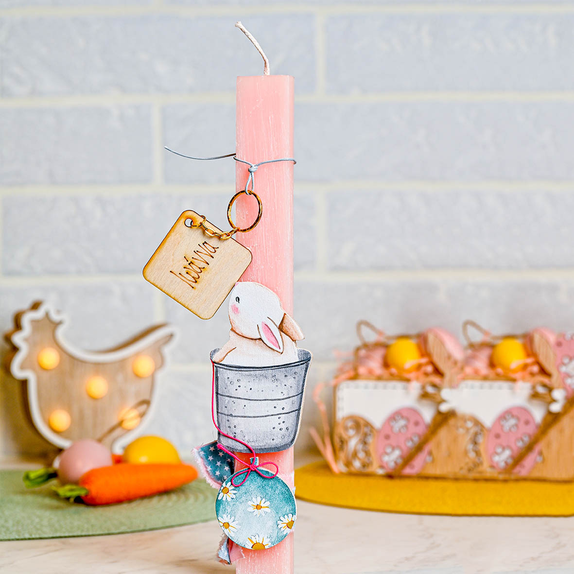 Λαγουδάκι - Λαμπάδα  Χειροποίητη