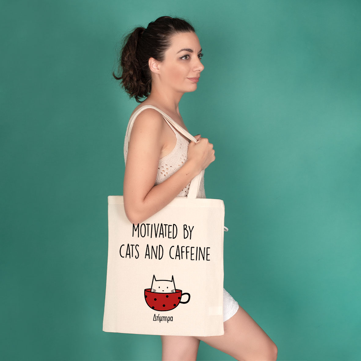 Cats & Caffeine - Πάνινη Τσάντα