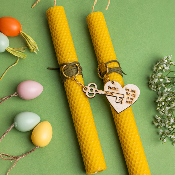 Key To My Heart - Διπλή Λαμπάδα Από Μελισσοκέρι