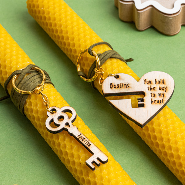 Key To My Heart - Διπλή Λαμπάδα Από Μελισσοκέρι