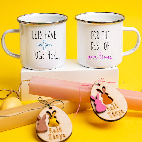 Let's Have Coffee together... - Λαμπάδες Με Κούπες Vintage Εμαγιέ