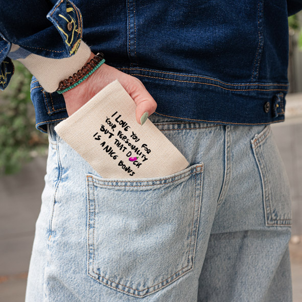 I Love you for your personality - Λινό Πορτοφόλι Τσέπης