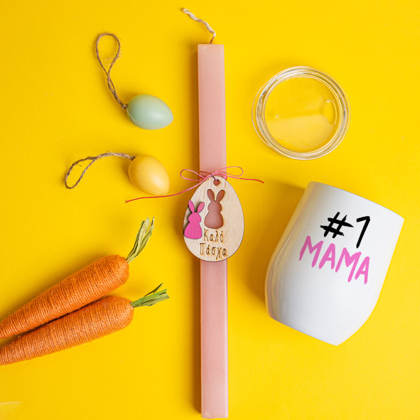 #1 Μαμά - Λαμπάδα Με Κούπα Θερμός