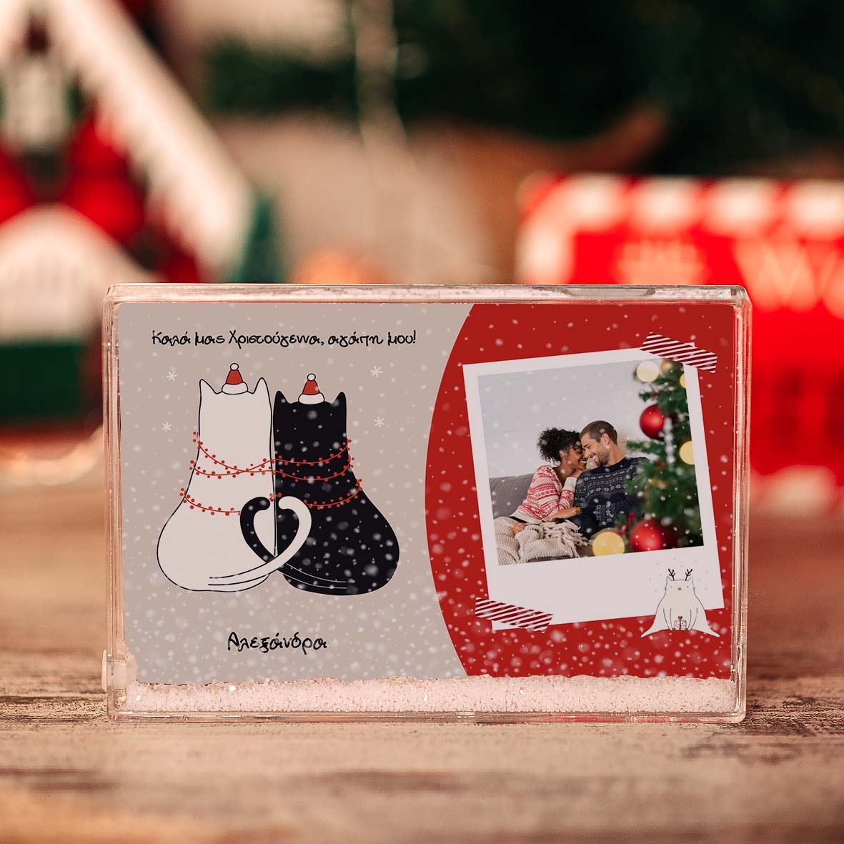 Xmas Cats Couple -Χιονοκορνίζα