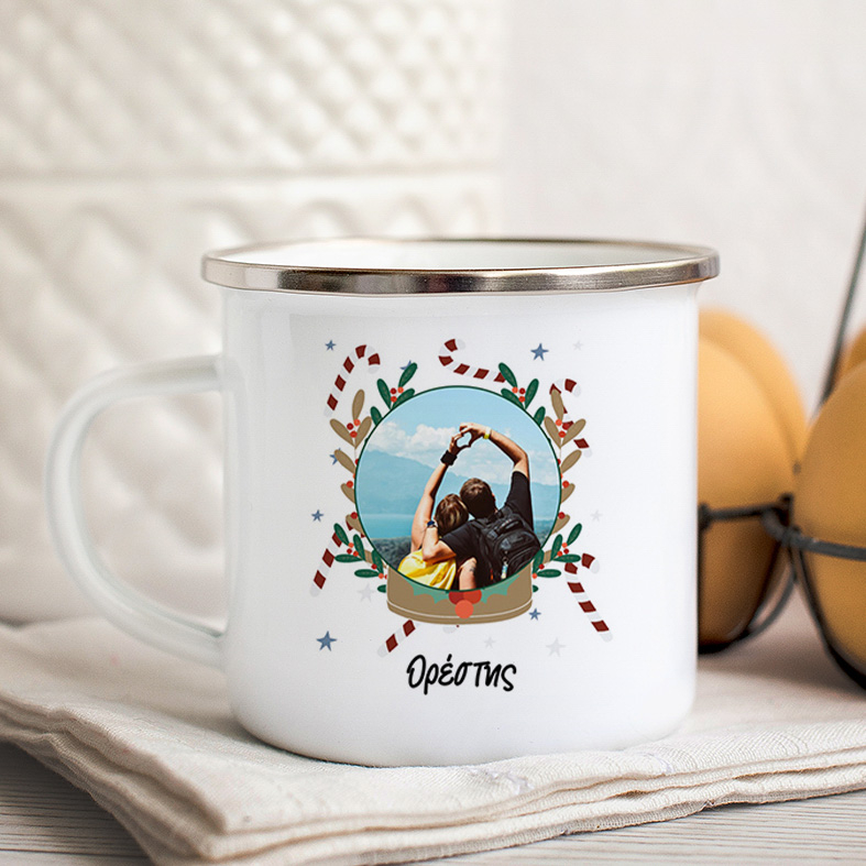 Καλά Χριστούγεννα -  Κούπα Vintage Eμαγιέ