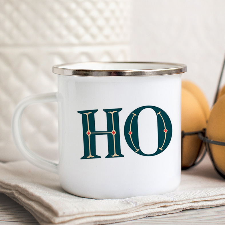 HO HO HO -  Κούπα Vintage Eμαγιέ