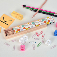 Happy Faces - Κασετίνα Ξύλινη με Ξυλομπογιές