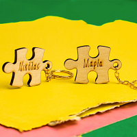 Double Puzzle Μπρελόκ - Διπλή Λαμπάδα Από Μελισσοκέρι