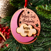 Baby's First Christmass Moon - Ξύλινο Στολίδι