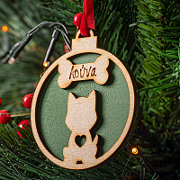 Γατάκι - Ξύλινο Στολίδι