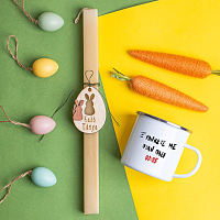 Ξυπνήστε με... - Λαμπάδα Με Κούπα Vintage Εμαγιέ